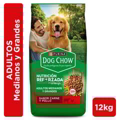 DOG CHOW - Alimento seco para perro DOG CHOW® NUTRICIÓN REFORZADA+ Adultos medianos y Grandes Carne y Pollo 12kg