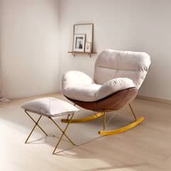 GENERICO - Sillón Mecedora 2 Cuerpos Metal Dorado Con Reposapiés