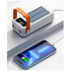 GENERICO - Banco Energía Solar 40000 mAh PowerBank Linterna LED Cables Integrados