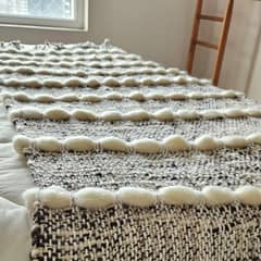 CREA TALLER - Piecera,Manta, café 100% Lana, para cama 2 plazas