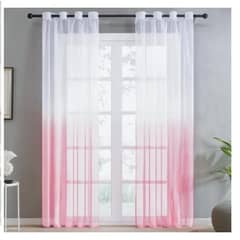 GENERICO - Set de Cortinas Visillo tipo Velo - 2 Paños - Diseño Degrade Rosado