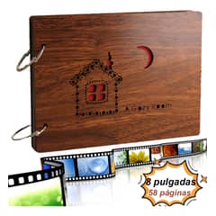 EDWINAYY - Álbum De Fotos Diy Madera 8 Pulgadas 29hojas 58 Páginas-love