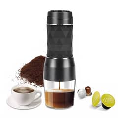 MUNDO MAGIA - Máquina Café Expreso Portátil Manual 3 En 1 Capsulas Negro