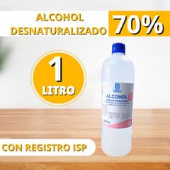 GENERICO - Alcohol Desnaturalizado al 70% Antibacterial 1Litro Con Registro ISP