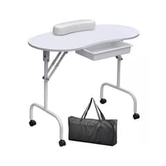 GN - Mesa de Manicure Blanca Plegable Portátil y Práctica