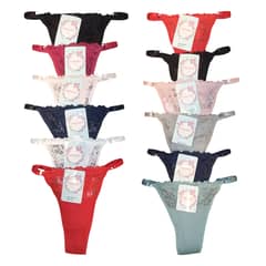 FASHIONS - Docena de colaless de algodón encaje talla estándar ajustable