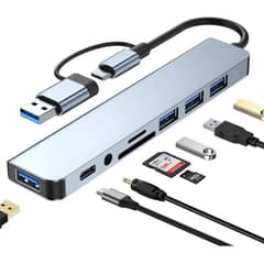 GENERICO - Adaptador Multipuerto Hub Tipo C 8 En 1 Usb 20 Y 30 Sd Td