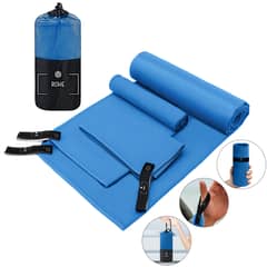 REBONEC - Toalla Microfibra 3pcs Secado Rápido Baño Viaje Deporte Azul