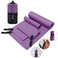 REBONEC - Toalla Microfibra 3pcs Secado Rápido Baño Viaje Deporte Lila
