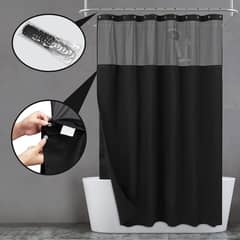 AZ AURAZEUS - Cortina De Baño Diseño Impermeable + Forro Y 12 Ganchos Blanca AZ