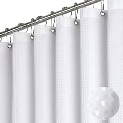 AZ AURAZEUS - Cortina De Baño Impermeable Tela Ducha +12 Gancho Premium Aura Zeus