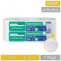 GENERICO - Papel Higiénico Industrial Jumbo Suave 500m 4 Rollos