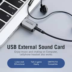 VENTION - Adaptador Tarjeta De Audio Externo Usb Jack 3.5 Ctia