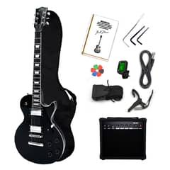 IBRAH - Guitarra Electrica LP + Amplif + Accesorios all black