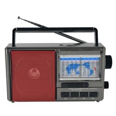 GENERICO - Radio Vintage FM AM SW USB BT TF Solar Pilas Recargable Rojo