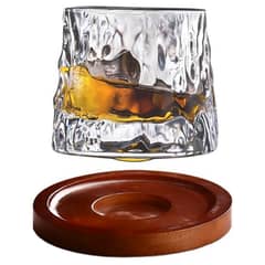 GENERICO - Vasos De Whisky Giratorios Con Base De Madera 160ml