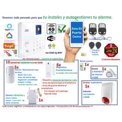 CASA TUYA - Alarma GSM 4gWIFI Google HomeAlexa Sirena 110db