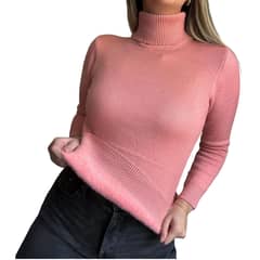 TIOZONEY - Sweter Beatle Forrado Cuello Alto Doble De Mujer Varios Colores