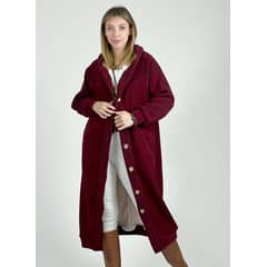 ENIGMATICA BOUTIQUE - Abrigo Estampado de Cotelé Achiporrado - Burdeos