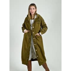 ENIGMATICA BOUTIQUE - Abrigo Estampado de Cotelé Achiporrado - Burdeos