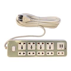 GENERICO - Alargador Zapatilla Eléctrica 9 Posiciones 2 Usb 5 Metros