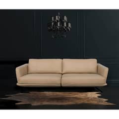 DECOCASA - Sofá 3064 2 Cuerpos Khaki 100% Cuero