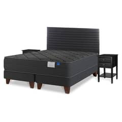 FLEX - Cama Europea King Black 180 x 200 Cms Base Dividida + Respaldo