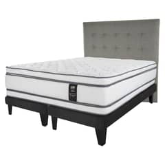 FLEX - Cama Europea Majesty 2 Plazas 150X200 + Respaldo Design Gris