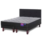 FLEX - Cama Europea Therapedic Plus 2 Plazas 150x200 Cm + Respaldo Royal Negro