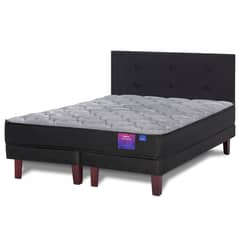 FLEX - Cama Europea Therapedic Plus 2 Plazas 150x200 Cm + Respaldo Royal Negro