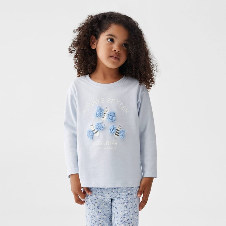 MANGO KIDS Polera Manga Larga Relieve Bebe Nina Ofertitas