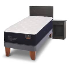 CIC - Cama Europea Premium 1.5 Plazas + Respaldo + 1 Velador