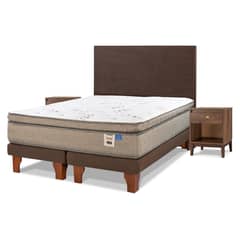 FLEX - Cama Europea Terra Cobre King + Respaldo Incluye 2 Veladores