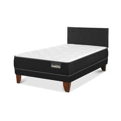 BELSOGNO - Cama Europea Plus Black 1.5 Plazas Respaldo Black