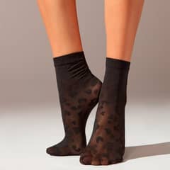 CALZEDONIA - Calcetines Cortos Transparentes con Estampado Animal Mujer