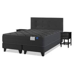FLEX - Cama Europea King Black Mueble + Respaldo