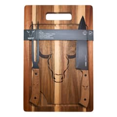 WAYU - Set Tabla Cuchillo Tenedor Acero Inoxidable