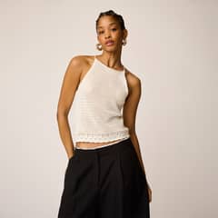 MANGO - Top Punto Crochet Mujer