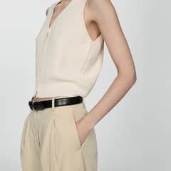 MANGO - Chaleco Punto Canalé Mujer