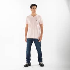 LACOSTE - Polera Manga Corta Cuello V Hombre