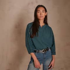 MAISON 123 - Blusa Manga Larga 100% Algodón Mujer