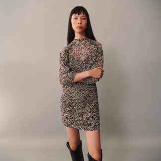 MANGO - Vestido Drapeado Estampado Leopardo Mujer