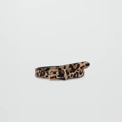 MANGO - Cinturón Fino Leopardo Piel Mujer