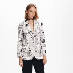 DESIGUAL - Blazer Recta Texto Y Flores Mujer