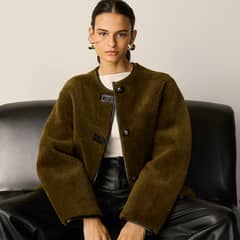 MANGO - Abrigo Pelo Apliques Mujer