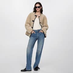 MANGO - Abrigo Pelo Apliques Mujer