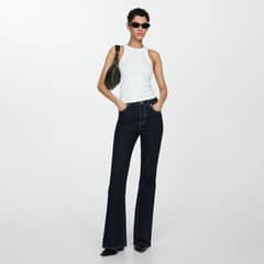 MANGO - Jeans Violeta Flare Tiro Alto Mujer