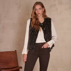 MAISON 123 - Chaqueta sin Mangas Animal Print Mujer