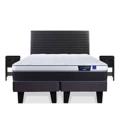 FLEX - Cama Europea Nexus King + Respaldo Modern + 2 Veladores Rover