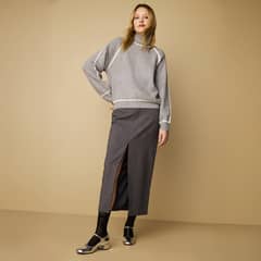 MANGO - Sweater Cuello Alto Detalles Contraste Mujer